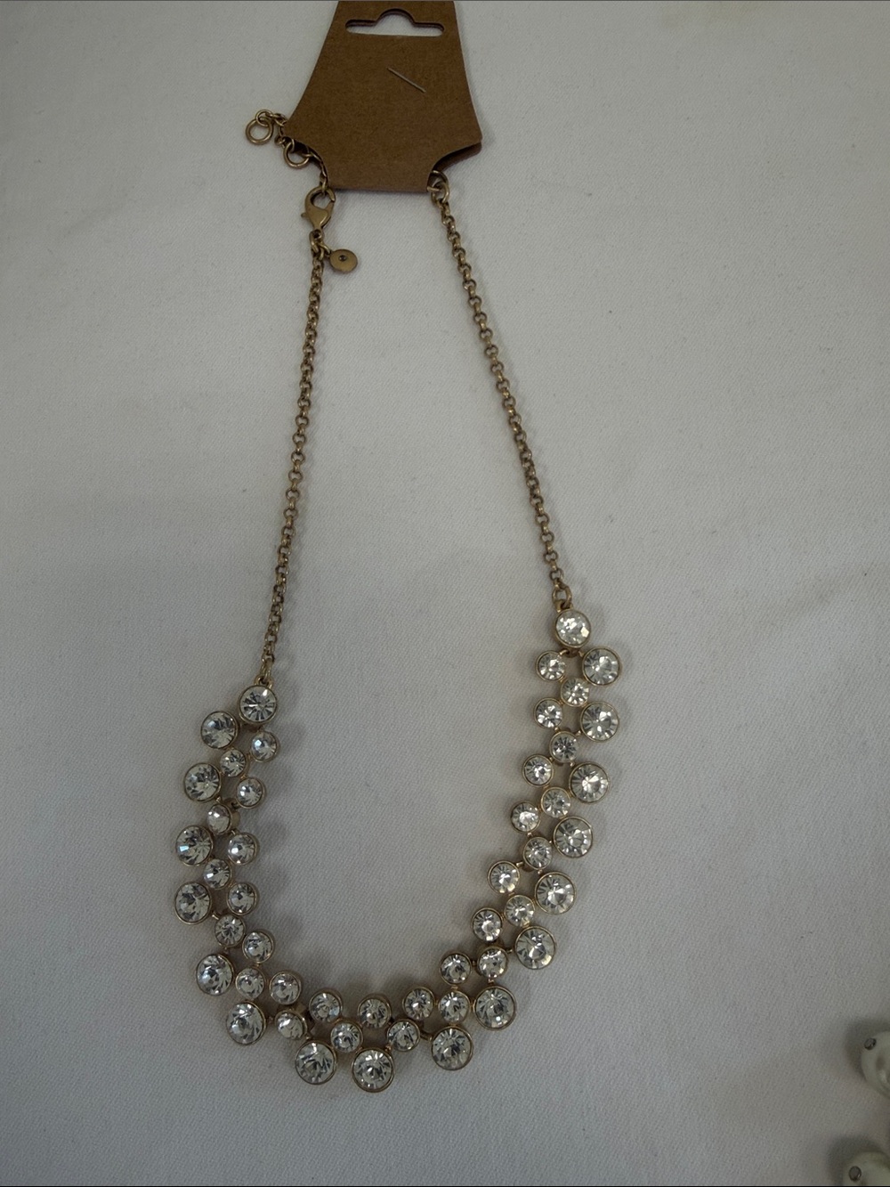 J. Crew Gold-Tone Crystal Cluster Necklace - Clear Stones